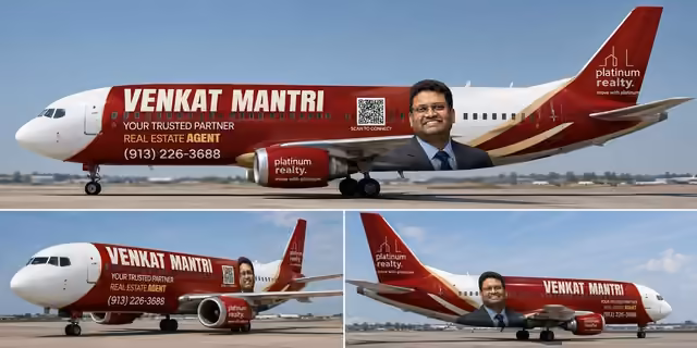 Aircraft livery ad for Venkat Mantri: Your trusted partner