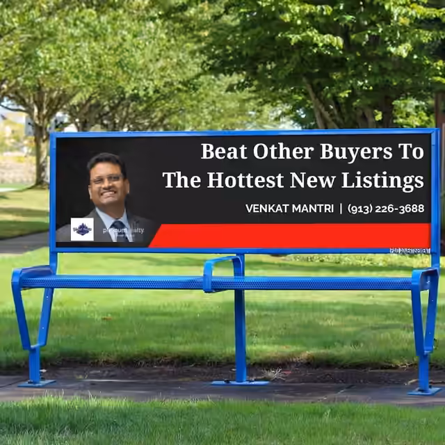Bus bench ad for Venkat Mantri: Beat other buyers to the hottest new listings
