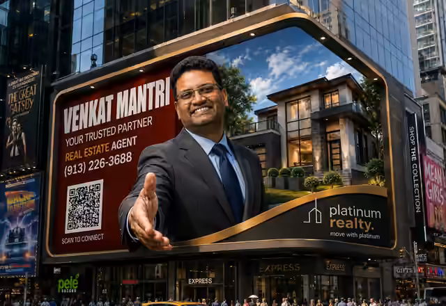 3D billboard ad for Venkat Mantri: Your trusted partner, scan to connect