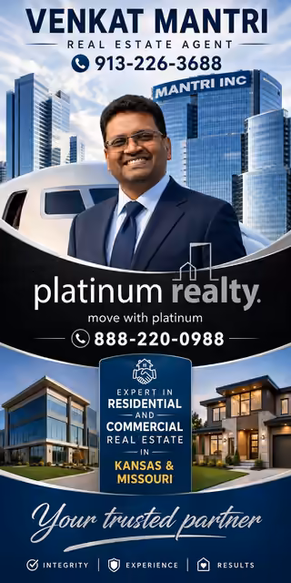 Flyer ad for Venkat Mantri: Your trusted partner in Kansas and Missouri